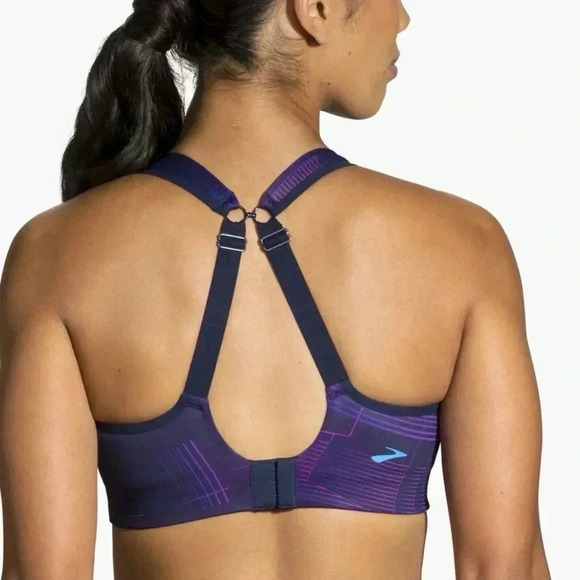 Women's Brooks Convertible Sports Bra Matrix Navy Print - Picture 2 of 16